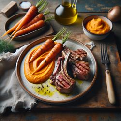 Grilled Mediterranean Lamb Chops with Carrot Puree
