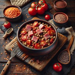 Mediterranean Tuna with Tomato and Lentils