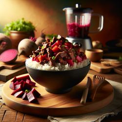 Mexican Beef and Beet Stir Fry with Rice