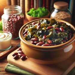 Mexican-Inspired Crockpot Kidney Beans and Collard Greens