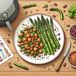 Keto Air Fryer Asparagus with Yeast Crumble