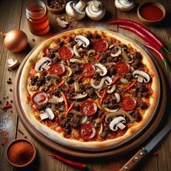 Spicy Beef and Mushroom Pizza
