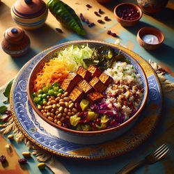 Greek-style Tempeh and Cabbage Rice Bowl