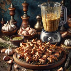 Greek Turkey Souvlaki with Garlic Tea Marinade