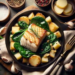 Gluten-Free Skillet Cod with Spinach and Potatoes