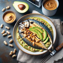 Grilled Mackerel with Avocado and Peanut Butter Sauce