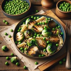 Grilled Brussels Sprout and Pea Pasta