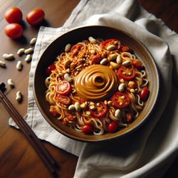 Korean Spicy Peanut Tomato Noodles