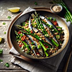 Spiced Sardine and Asparagus Stir-Fry with Oats