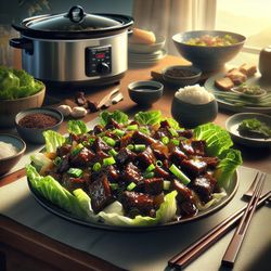 Slow Cooker Chinese Burnt Ends Lettuce Wraps