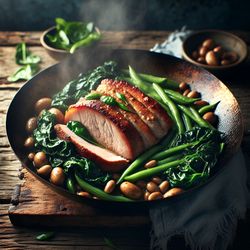 Savory Pork Roast with Chard and Beans