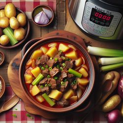 Korean Bison Stew with Potatoes and Celery