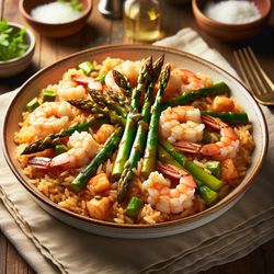 Mediterranean Shrimp and Asparagus Rice