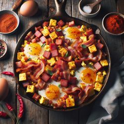 Spicy Bacon and Egg Breakfast Skillet