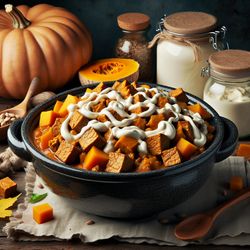 Tempeh and Pumpkin Stew with Mayonnaise