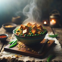 Spicy Tofu and Pea Cereal Bowl